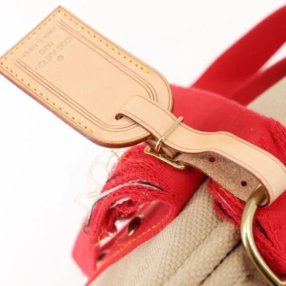 LOUIS VUITTON Antigua Hippo GM Tote Bag Beige Red M40032 LV Auth BA7007 - Picture 10 of 16